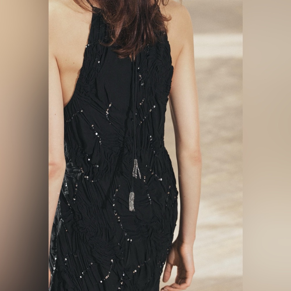 ZARA SEQUINNED HALTER DRESS ZW COLLECTION - Picture 6 of 16